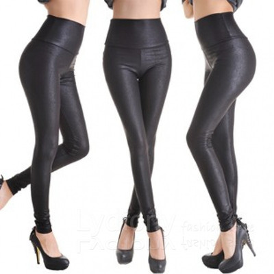 Wet Snake Skin/Leather Look Lady High Waist Leggings Tight Pants Ladies Womens