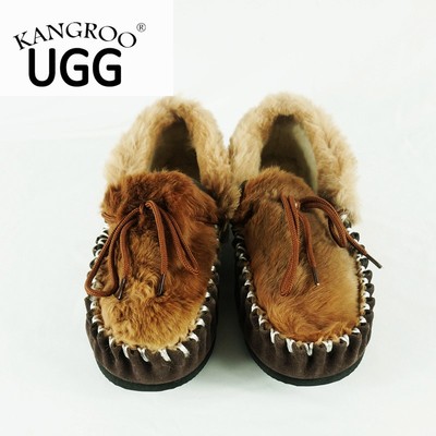 Luxury Kangaroo Skin Sheepskin Moccasins