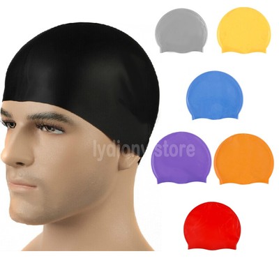 Summer Soft Silicone Waterproof Swimming Cap Adults Children Bath Shower Hat 